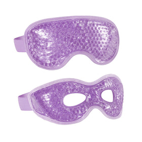 CONSGIJI front view of purple gel eye mask showing packaging and benefits
