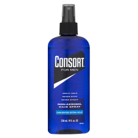 Consort front packaging pump spray showing product and benefits