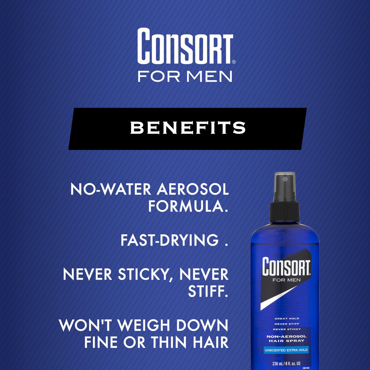 Consort hold visible in hair texture maintaining flexible shape