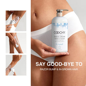 Coochy label ingredients focus highlighting allantoin and jojoba for soothing benefits