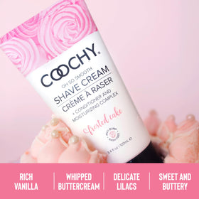 Coochy applied underarm while shaving showing bump-free result benefit