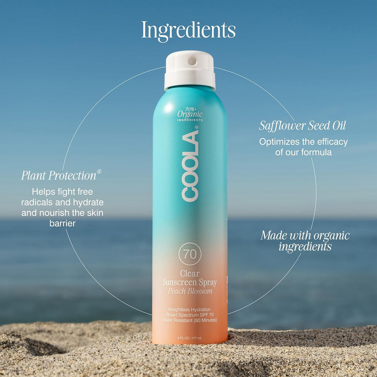 COOLA in use at the beach portraying active sun protection for outdoors