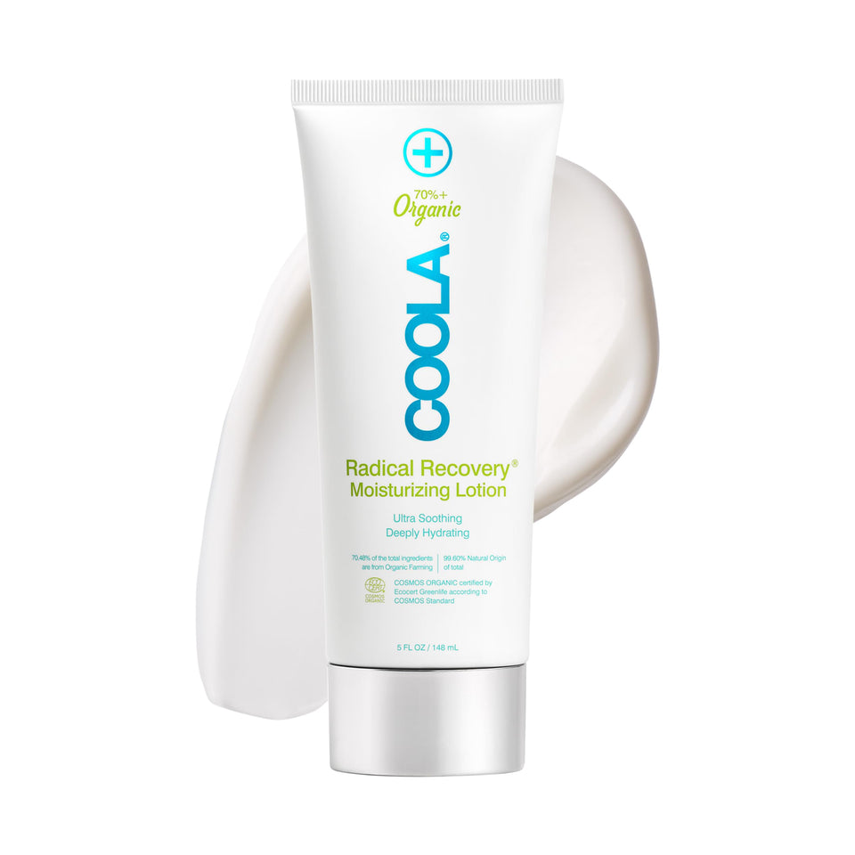 COOLA bottle front view showing label and benefits for soothing skin