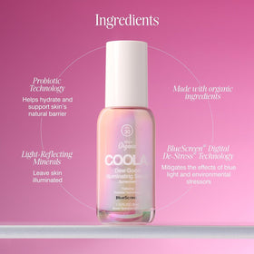 COOLA size comparison next to common items showing 1.15 fl oz scale