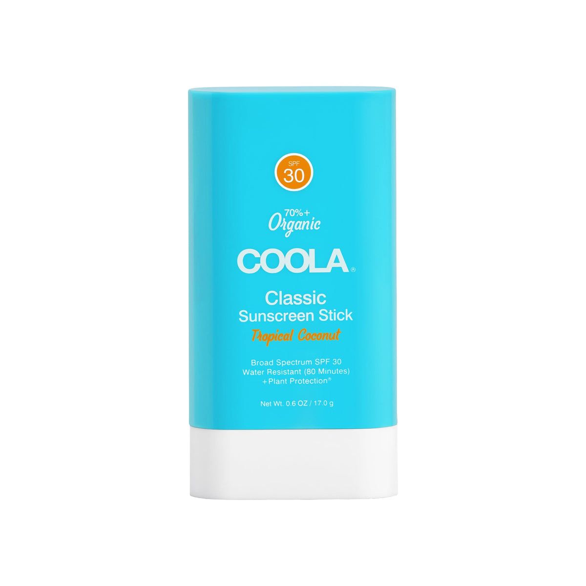 COOLA sunscreen stick front packaging showing compact travel-friendly design and SPF benefits
