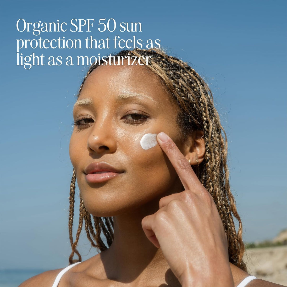 COOLA sunscreen texture close-up demonstrating lightweight absorption benefit