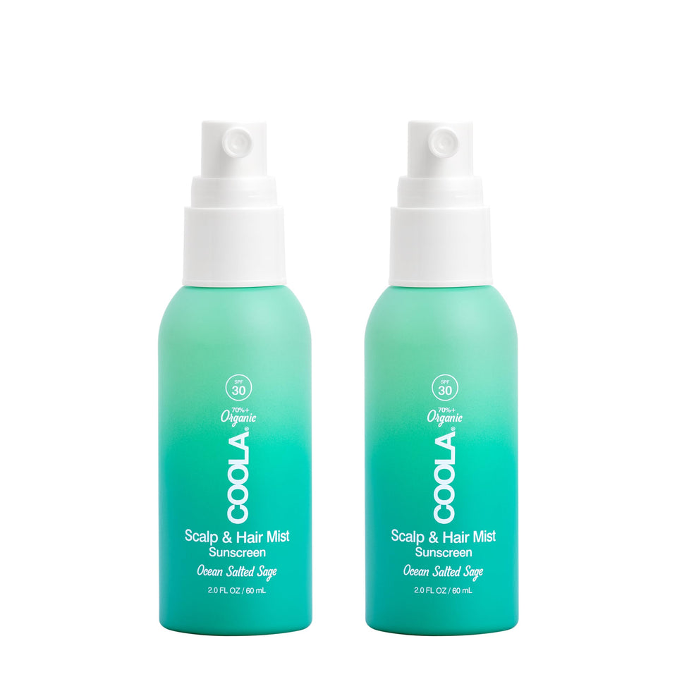 COOLA front packaging showing SPF 30 and ocean salted sage scent protecting hair