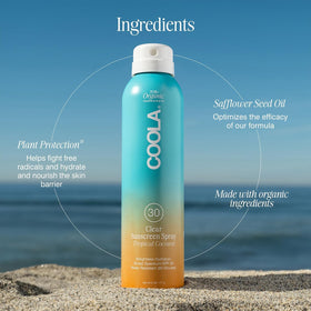COOLA label and ingredient list showing reef-compliant, vegan benefit