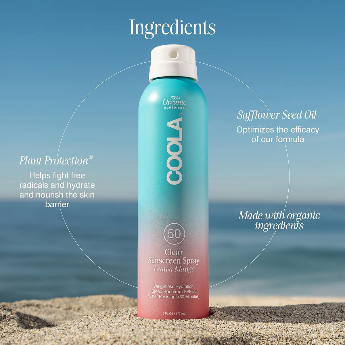 COOLA being applied at the beach showing water-resistant protection during activities benefit