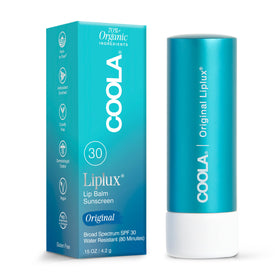 COOLA Liplux front packaging showing SPF 30 protection and compact design