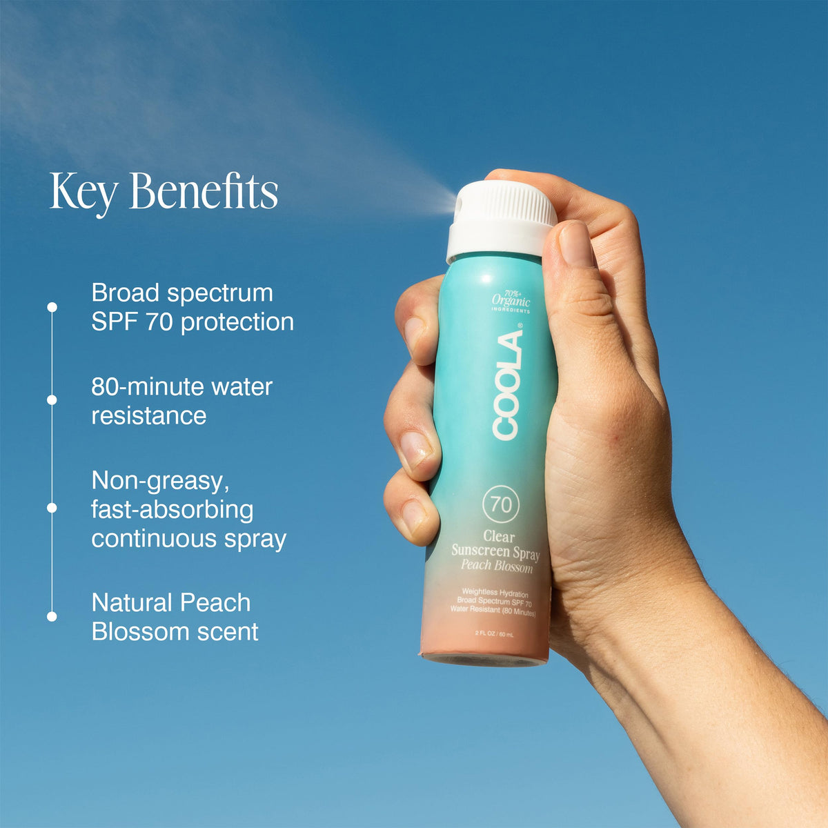 COOLA texture close-up illustrating lightweight, non-greasy finish and quick absorption