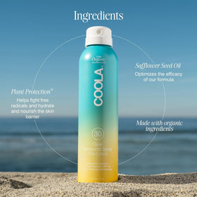 COOLA being applied to shoulder showing even coverage and active use benefit