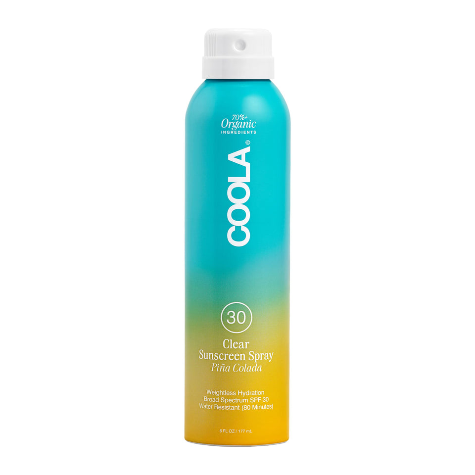 COOLA bottle front packaging showing SPF 30 and piña colada scent for easy identification