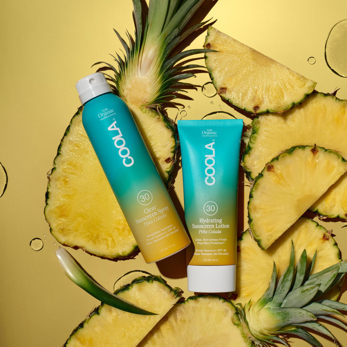 COOLA botanical ingredients flatlay highlighting antioxidants that nourish skin