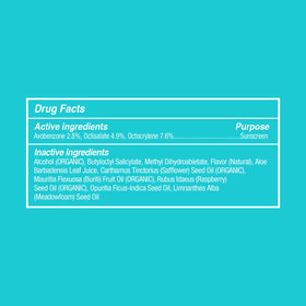 COOLA spray on water-resistant test illustrating up to 80 minutes of protection