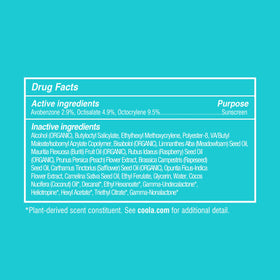 COOLA packaging with eco icons demonstrating reef compliance and vegan promise
