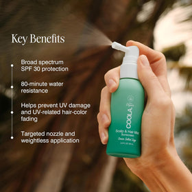 COOLA bottle beside sunglasses illustrating 2 fl oz travel-friendly sun protection