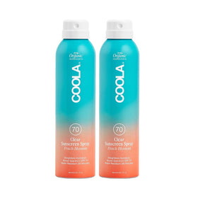 COOLA front packaging showing SPF 70 bottle and Peach Blossom scent benefit