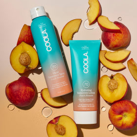 COOLA ingredient label close-up highlighting organic and vegan claims for peace of mind