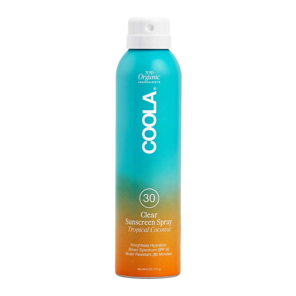 COOLA front packaging showing SPF 30 and tropical coconut scent benefits