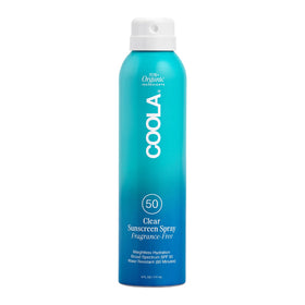 COOLA front packaging showing SPF 50 and clear spray benefits