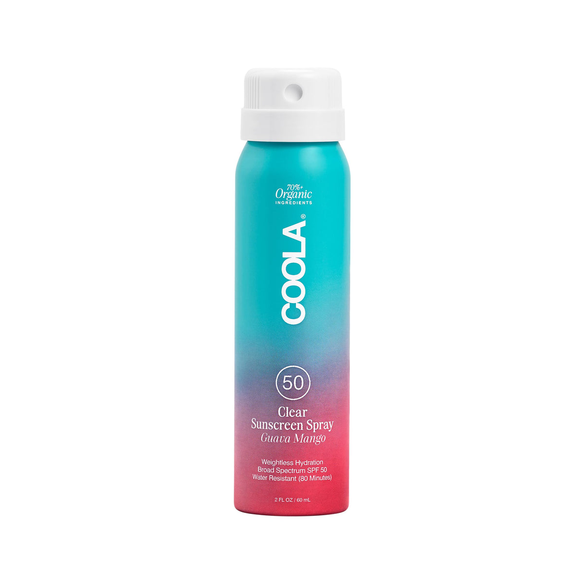 COOLA front packaging showing SPF 50 and travel size, protects skin on the go