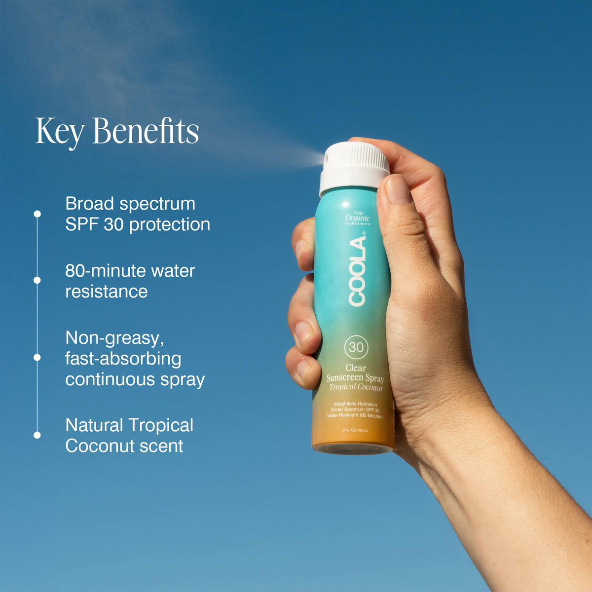 COOLA back label detail listing reef-compliant and vegan benefits