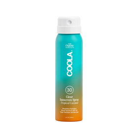 COOLA front packaging showing SPF 30 spray for easy protection