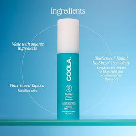 COOLA ingredient label highlighting organic and paraben-free benefits