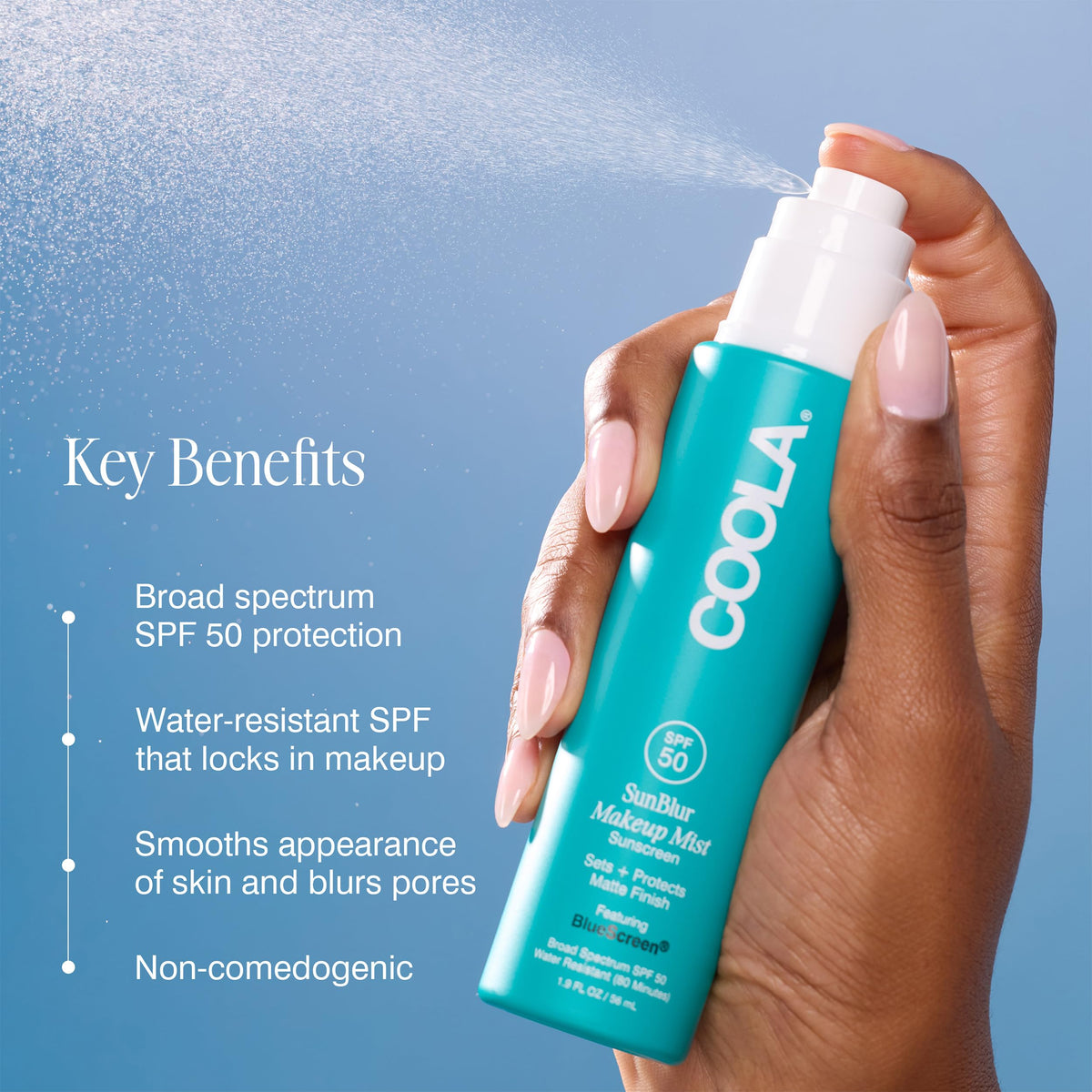 COOLA SunBlur texture on skin illustrating lightweight, non-greasy feel