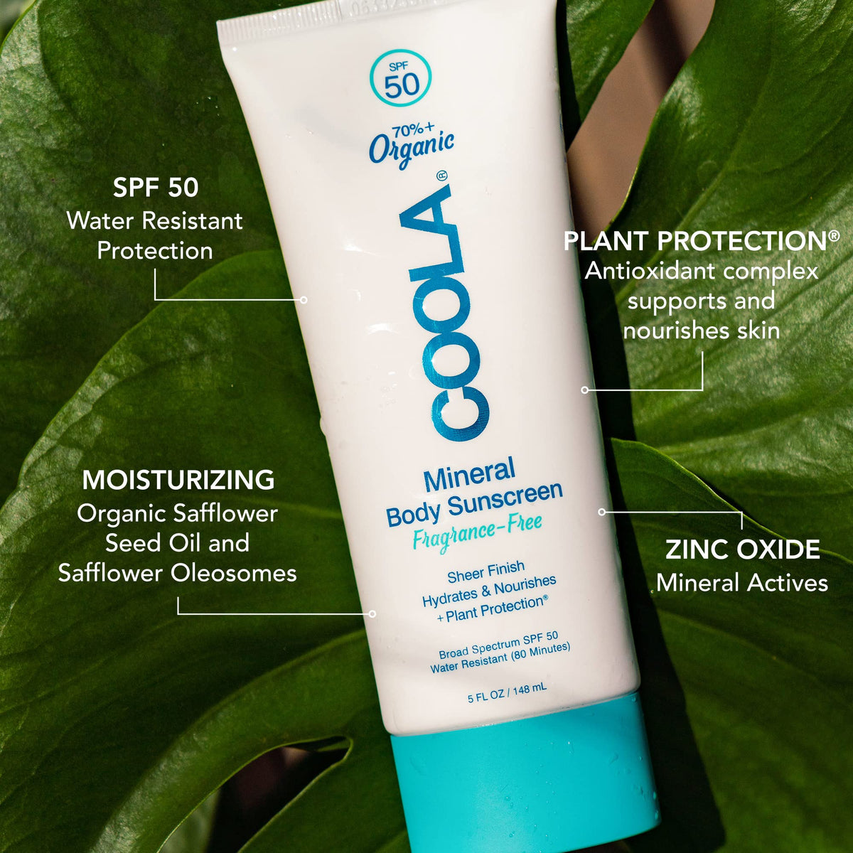 COOLA sunscreen texture close-up highlighting lightweight, non-greasy hydration