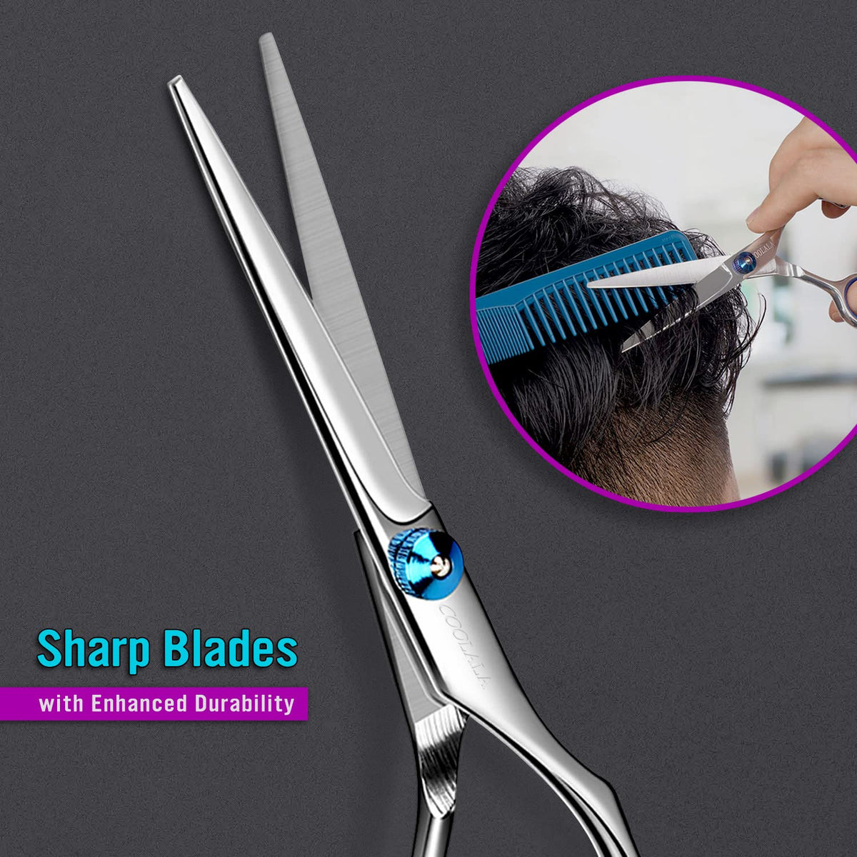 COOLALA included comb beside scissors, easy sectioning benefit