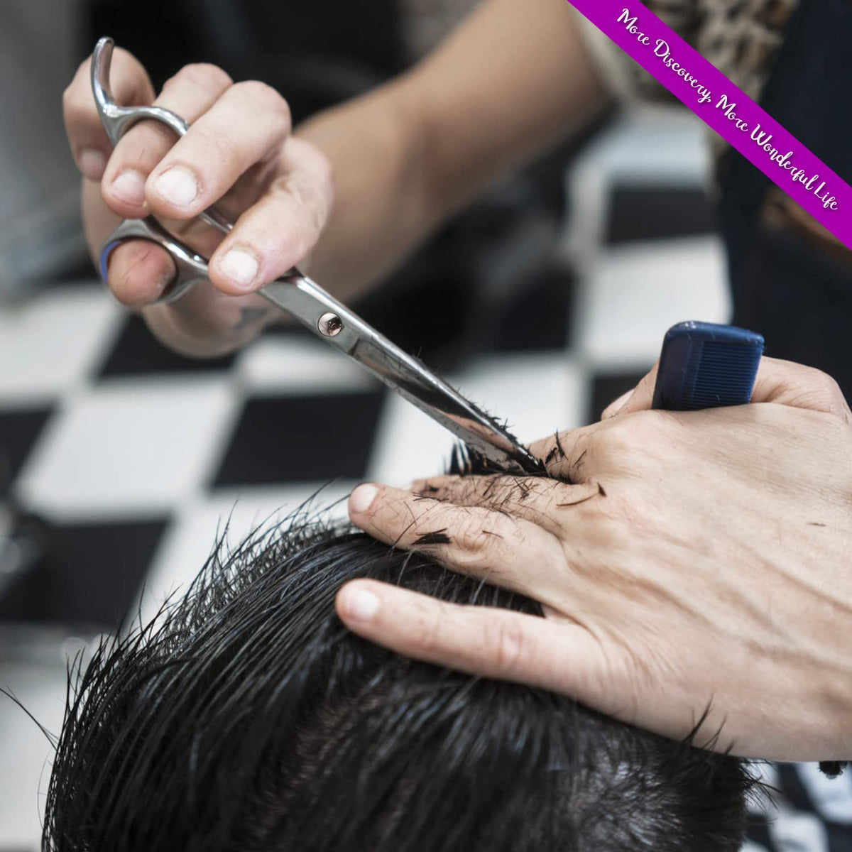 COOLALA scissors on salon countertop with styling tools, professional look benefit