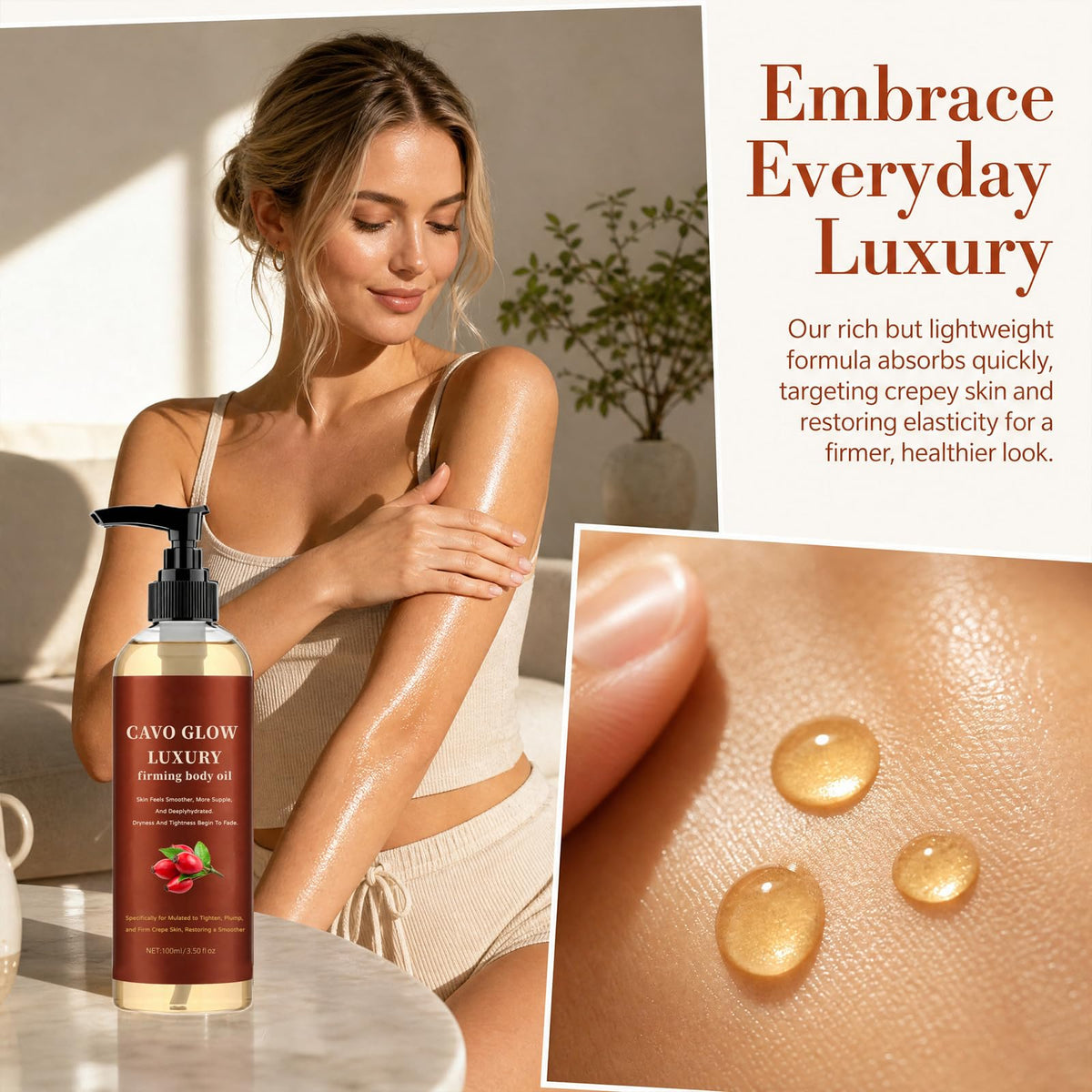 Coolord Cavo Glow texture close-up showing lightweight oil absorption