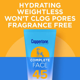 Coppertone Complete Face placed in a bag for on-the-go sun protection