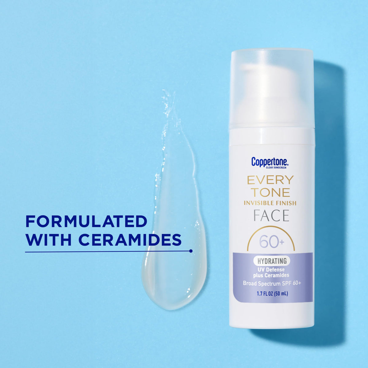 Coppertone product with ceramides visual, hydrating ingredient for barrier support