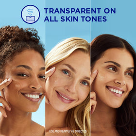 Coppertone swatch on varied skin, no white cast for inclusive skin tones