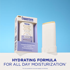 Coppertone stick open with tip visible for precise application benefit