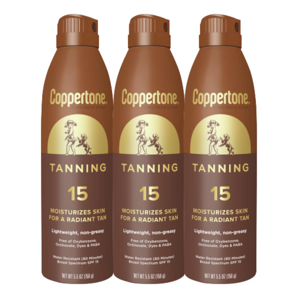 Coppertone front packaging showing SPF 15 and three-bottle value pack benefit