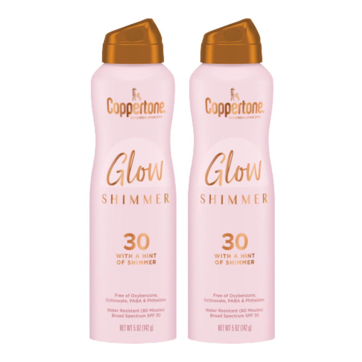 Coppertone front packaging showing SPF 30 and shimmer finish benefit