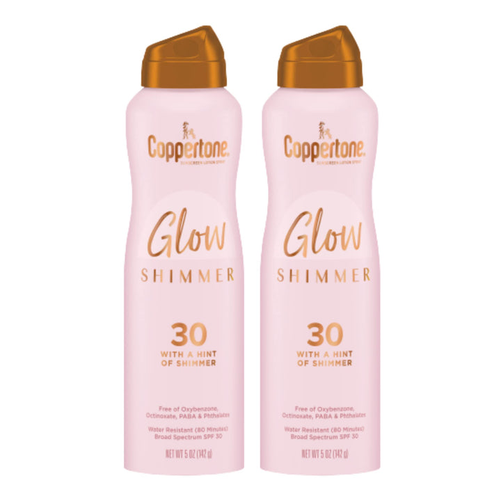 Coppertone front packaging showing SPF 30 and shimmer finish benefit