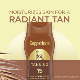Coppertone lotion texture closeup showing lightweight finish and moisturizing feel
