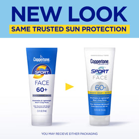 Back label of Coppertone face sunscreen tube displaying directions and ingredient clarity