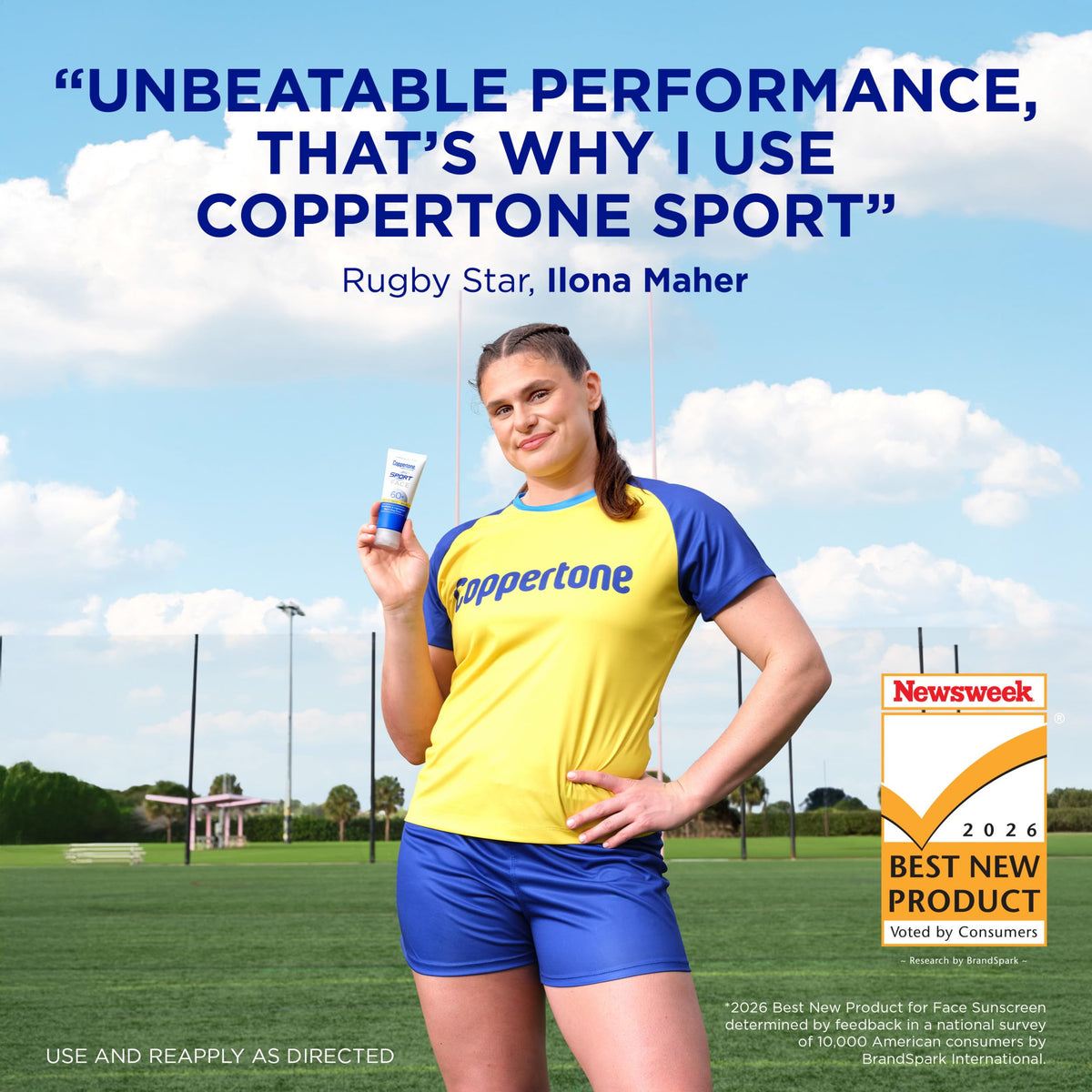 Close-up of Coppertone face sunscreen texture showing lightweight, fast-absorbing formula