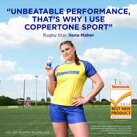 Close-up of Coppertone face sunscreen texture showing lightweight, fast-absorbing formula