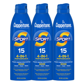 Coppertone front packaging shows SPF 15 and sports protection