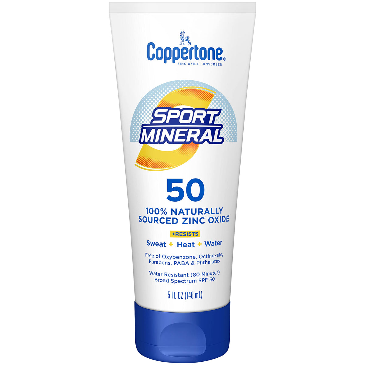 Coppertone front packaging showing SPF 50 protection and active-use benefits