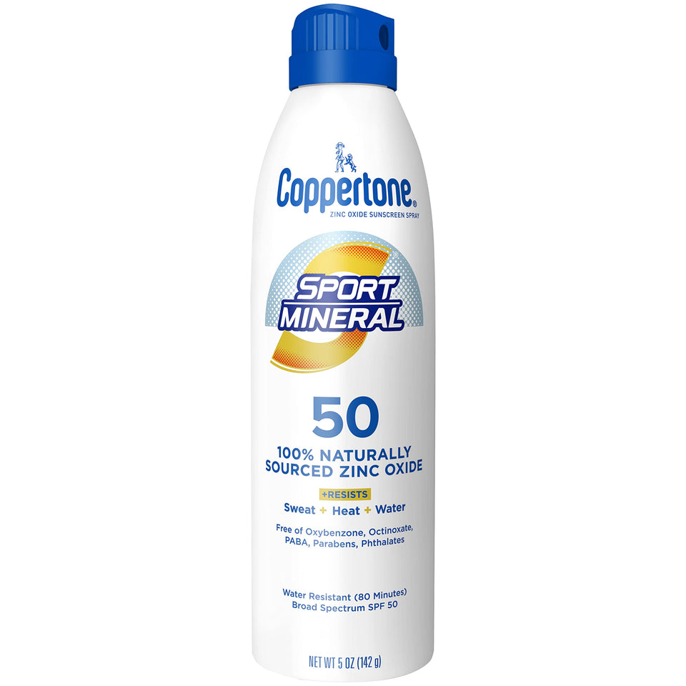 Coppertone front packaging showing SPF 50 and sport mineral benefit