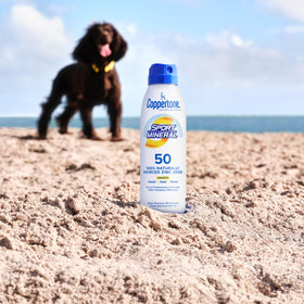 Coppertone on sweaty skin staying put during active outdoor use