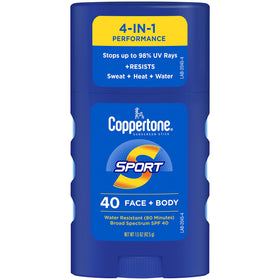 Coppertone front packaging showing stick SPF 40 for easy identification and protection